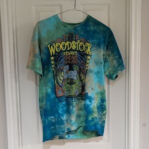 Liquid Blue Green Tie-Dye Tee Woodstock 1969 I size L